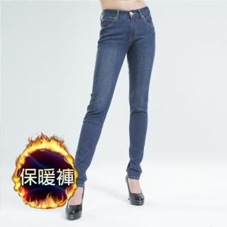 【BOBSON】保暖膠原蛋白.小直筒褲(中藍8098-53)
