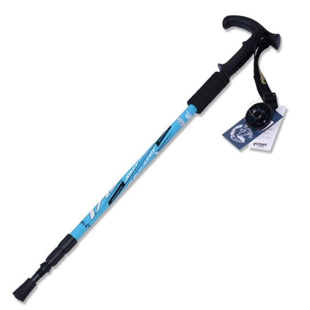 【PUSH! 戶外休閒登山用富邦购物网品】鋁合金鎢鋼杖尖三節調整式T型登山杖老人杖(一入 P70)