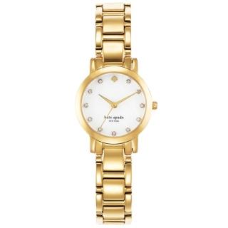 【Kate Spade】艾斯皇后晶鑽時尚腕錶-白X金(1YRU0145)