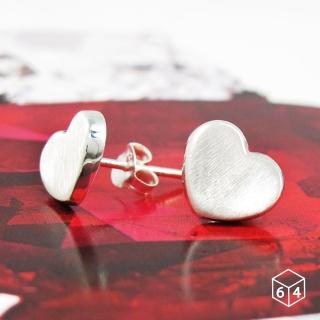 【ART64】耳環 眷戀 925純銀 髮絲紋效果 愛心 耳環