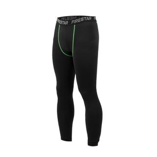 【FIRESTAR】男機能緊身長褲-慢跑 路跑 與NIKE PRO同版型(黑綠)