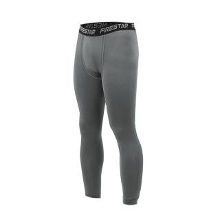 【FIRESTAR】男機能緊身長褲-慢跑 路跑 與NIKE PRO同版型(墨灰黑)