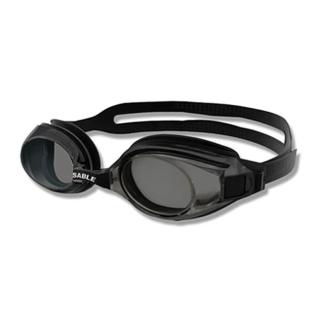 【SABLE】貂 長泳型泳鏡-游泳 防霧 抗UV 塑鋼玻璃鏡片(黑)