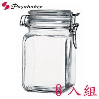 【土耳其Pasabahce】玻璃密封方形儲物罐1050cc(六入組)