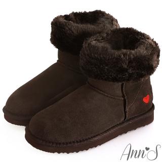 【Ann’S】甜美刺繡愛心2way可愛真皮雪靴(咖)