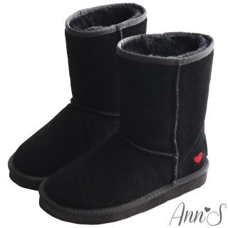 【Ann’S】甜美刺繡愛心2way可愛真皮雪靴(黑)