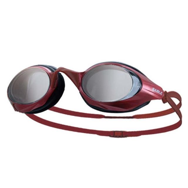 【SABLE】黑貂 競速型塑剛玻璃鏡片泳鏡-清晰防霧 游富邦购物网泳(紅)