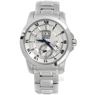 【SEIKO 精工】Premier人動電能不鏽鋼腕錶 銀色41mm(7D56-0AB0S.SNP091J1)