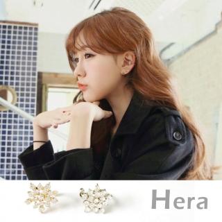 【Hera】韓版五角星形雪花滿水鑽耳環/耳骨夾共2色(二顆入)