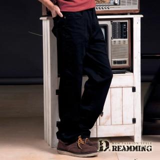 【Dreamming】素面精緻車線伸縮中直筒休閒長褲(黑色)