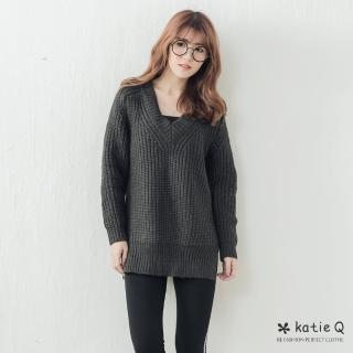 【*Katie Q】V領粗針織毛衣-F(綠/紫/灰)