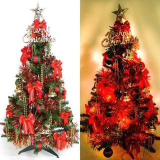 【聖誕裝飾特賣】幸福3尺/3呎(90cm一般型裝飾綠聖誕樹 紅金色系+100燈鎢絲樹燈串)