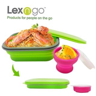 【Lexngo】可折疊午餐組-大- 850ml(餐盒 環保 便當盒 折疊 野餐)