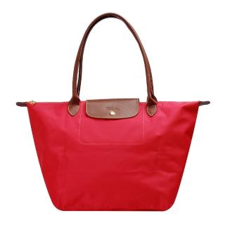 【LONGCHAMP】摺疊長提把尼龍水餃包(中-玫瑰紅1899089-270)