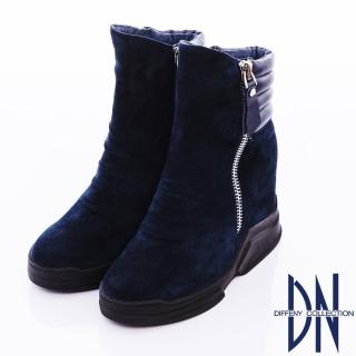 【DN】個性魅力 經典羊皮厚底中筒靴(藍)