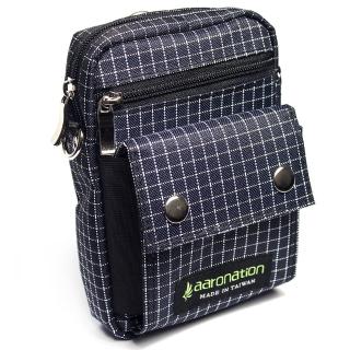 【aaronation 愛倫國度】翻蓋口袋拉鍊隨身包 台灣製造(AN-2460-藍白)