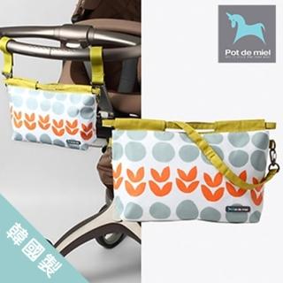 【POT DE MIEL】韓國製攜帶型外出尿布袋/寶寶收納尿布/可掛於手推車(橘花)