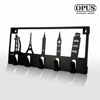【OPUS東齊金工】歐式鐵藝壁飾掛勾/牆面裝飾掛鉤/創意掛衣架/壁飾收納架(HO-bi06 經典建築_經典黑)