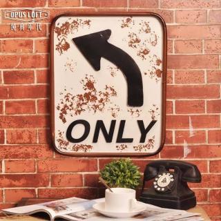 【OPUS LOFT純真年代】復古立體箭頭鐵牌/創意擺飾/指標告示牌(ONLY-左轉彎 NO.2003)