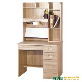【綠活居】凱薩妮3尺橡木色四抽書桌