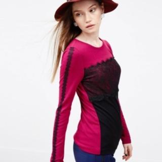 【ICHE 衣哲】滾邊蕾絲羊毛上衣