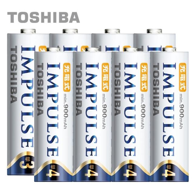 【日本製TOSHIBA】IMPULSE高容量低自放電電池(2450momo電話購物mAh+900mAh 3號4入+4號4入)
