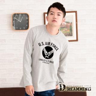 【Dreamming】美式百搭簡約親膚磨毛圓領棉長T(共二色)