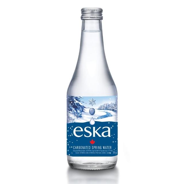 【eska愛斯卡momo 購物網 0800】加拿大氣泡天然冰川水 355ML(玻璃瓶 24入/箱) 