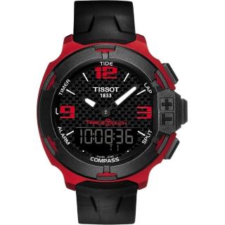 【TISSOT】T-RACE鋁合金碳纖維觸控錶-紅/42mm(T0814209720700)