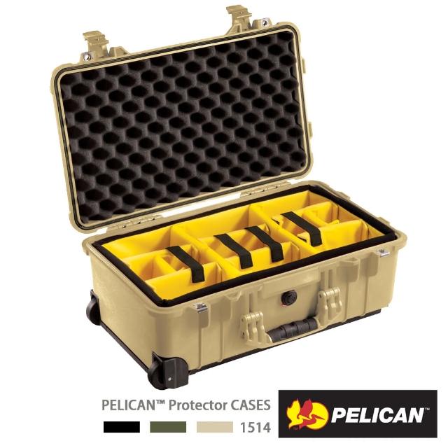 【美國 PELICmomoAN】1514 氣密箱 登機箱 含隔層組(沙漠黃)
