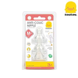 【黃色小鴨PiyoPiyo】媽咪乳感防脹氣標準口徑奶嘴十字型M(3入)