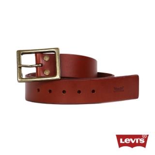 【Levis】男款時尚棕牛皮日字扣皮帶