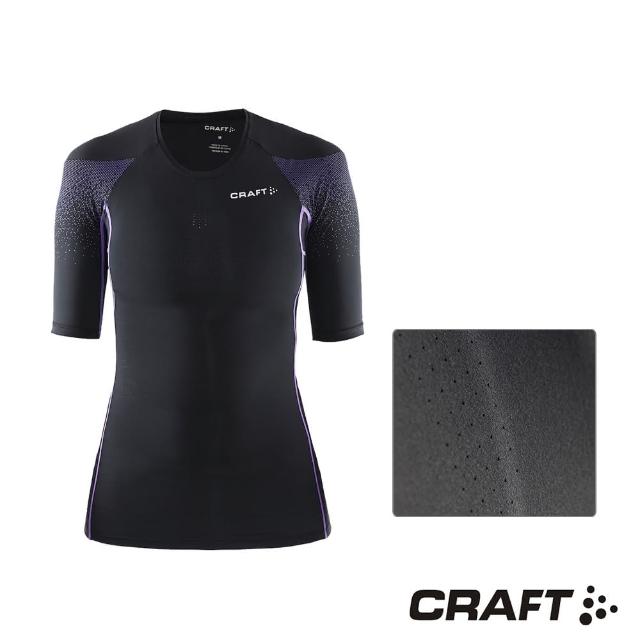 【CRAFT】DELTA女款運動壓縮短袖上衣(富邦網站黑/紫)