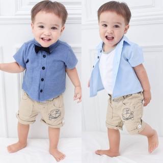 【baby童衣】領結襯衫款連體衣爬服 60131(共2色)