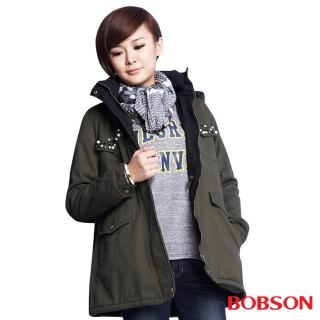 【BOBSON】女款珠飾軍風外套-綠(33116-41)