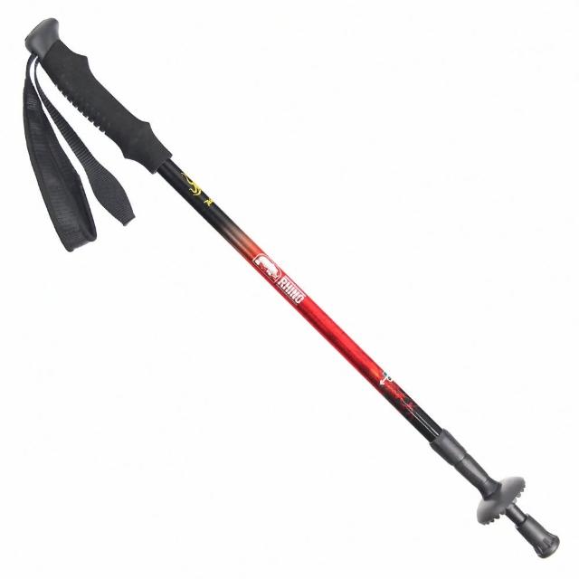 【RHINO 犀牛】極輕量富邦購物台客服電話彩繪登山杖(紅黑彩繪)