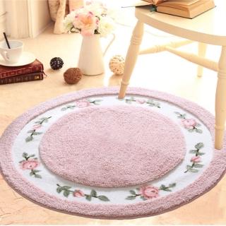 【挪威森林】古典玫瑰園舒棉細緻防滑圓形地墊/圓形地毯_加大(90X90cm)