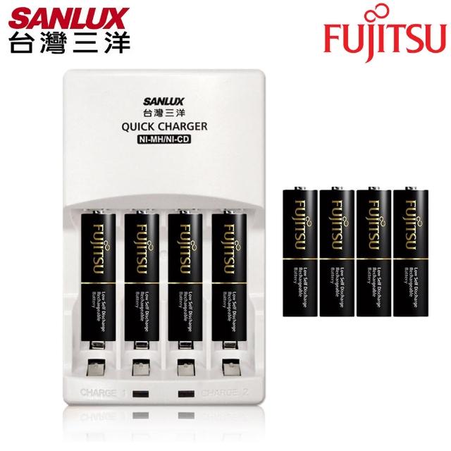 【SANLUX三洋】智慧型極速充電組(內附Fujitsu 高容量momo客服中心充電電池4號8入)