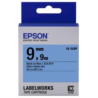 【EPSON】標籤機色帶藍底黑字/9mm(LK-3LBP)