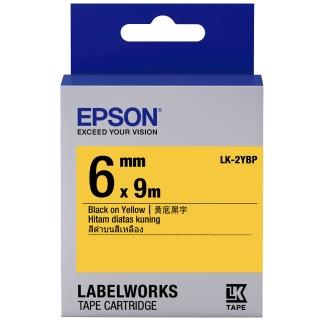 【EPSON】標籤機色帶黃底黑字/6mm(LK-2YBP)