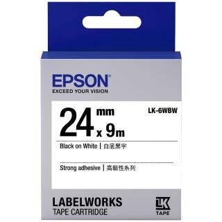【EPSON】標籤機色帶白底黑字/24mm(LK-6WBW)