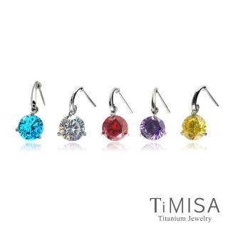 【TiMISA】花妍朵朵 純鈦耳環一對(白鑽)