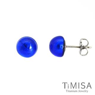 【TiMISA】點點繽紛 琉璃純鈦耳環一對(藍-網路限定)