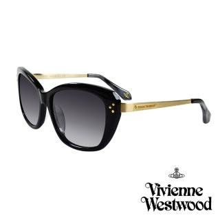 【Vivienne Westwood 英國 太陽眼鏡】經典LOGO金邊太陽眼鏡(VW88301_黑)