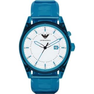 【Emporio Armani】Summer 時尚腕錶-白x藍/44mm(AR1072)