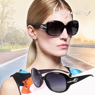 【MEGASOL】寶麗萊UV400摺疊偏光太陽眼鏡(設計師晶鑽款MS6214Z-3色任選)