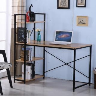 【AT HOME】艾美4尺本色黑腳書架型書桌(書架可左右對調/120x60x119cm)