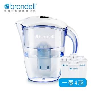 【美國Brondell】H2O+ 長效濾水壺+長效濾芯4入(2色可選)