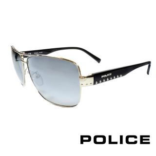 【POLICE】義大利警察都會款個性型男眼鏡-金屬框(銀黑 POS8880-0579)