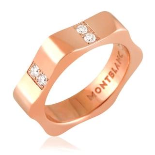 【MONT BLANC 萬寶龍】18K玫瑰金六角星鑲鑽戒指(52號/54號)